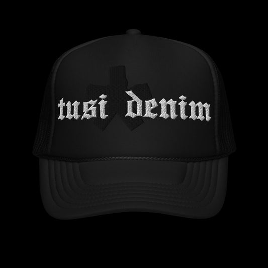 black trucker hat