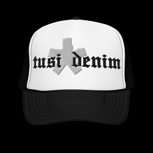 white trucker hat